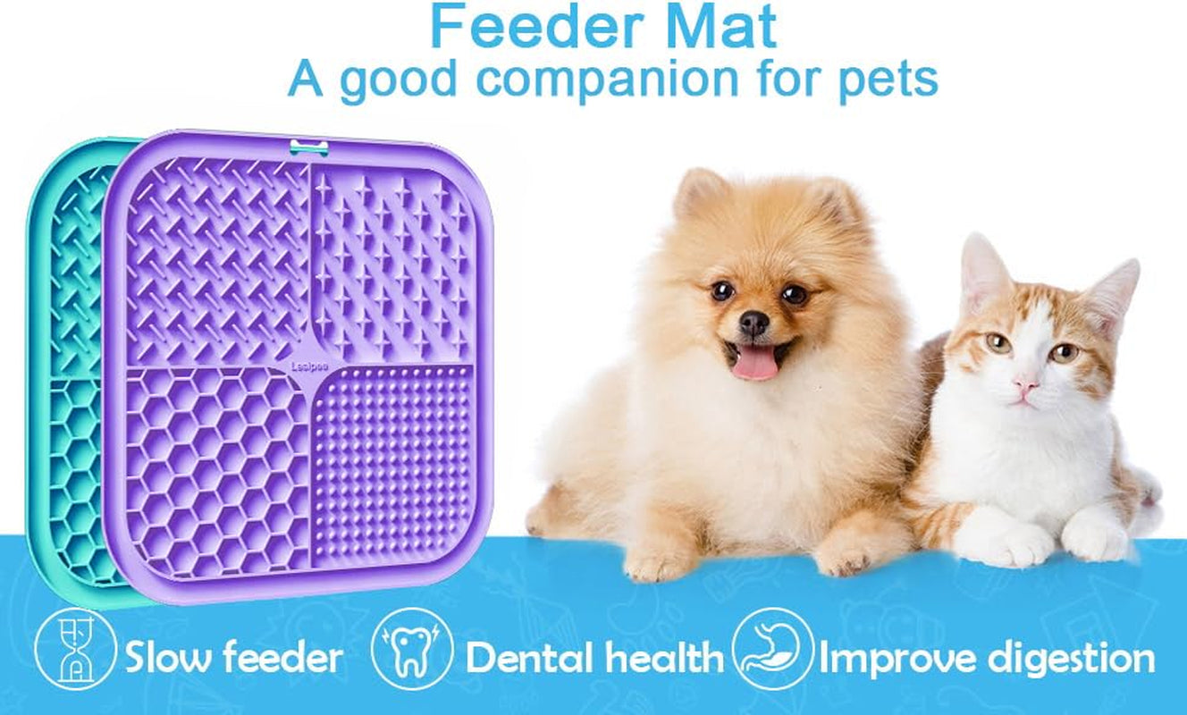 Lesipee Lot De 2 Tapis À Lécher Pour Chiens Et Chats - Jouet Apaisant Pour Soulager L'Anxiété - Pour Le Beurre, Le Yaourt, Les Cacahuètes, Le Bain, Le Toilettage - Cyan Et Violet