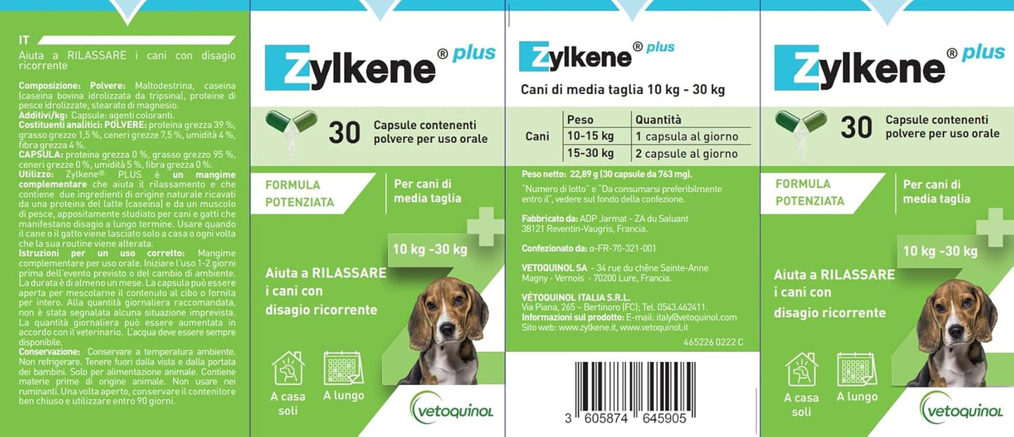 ZYLKENE plus Pour Chiens De Taille Moyenne (10-30 Kg)