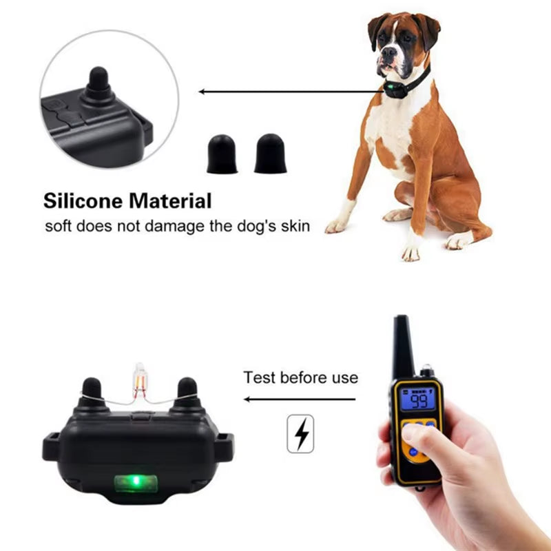 800M Electric Dog Training Collar Waterproof Pet Remote Control Rechargeable Training Dog Collar with Shock Vibration Sound