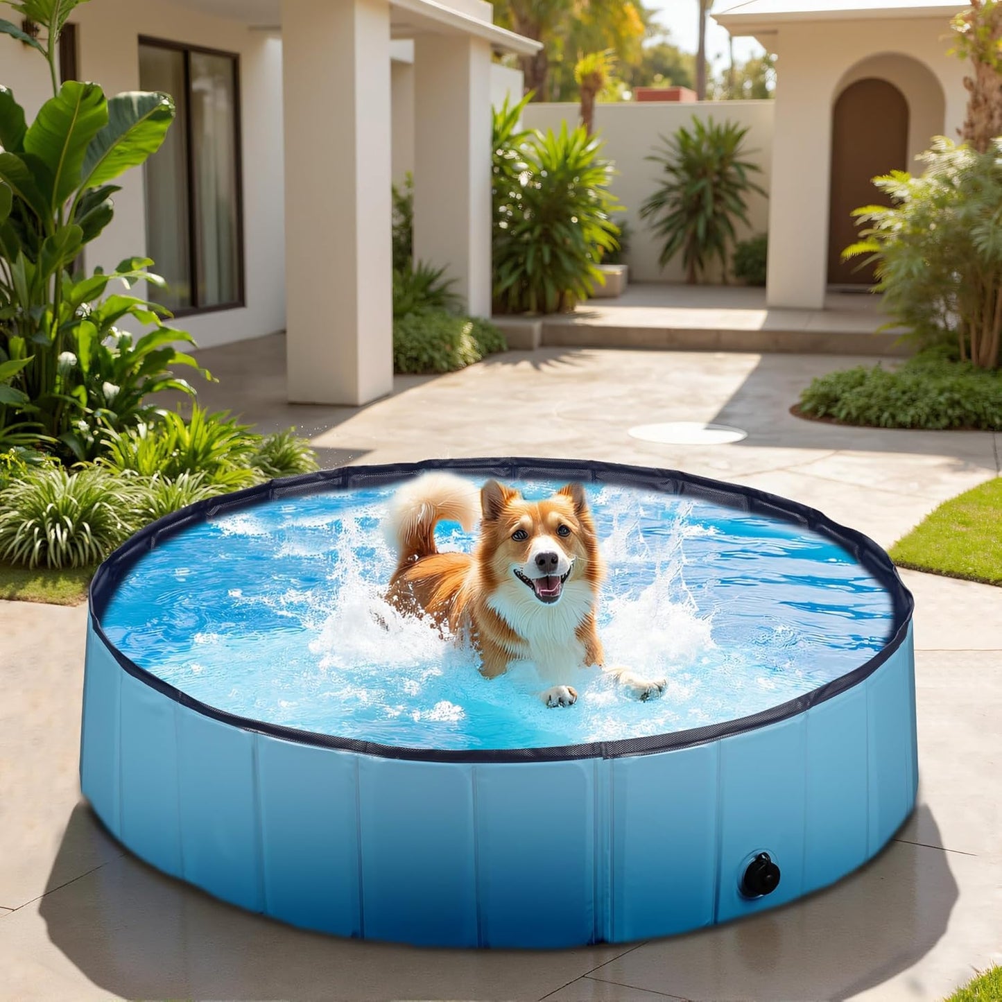Fudajo Piscine Pour Chien – Ø 100 Cm, Hauteur 30 Cm – Pliable, En PVC – Piscinette Pataugeoire Baignoire Pliable Pour Animaux De Compagnie