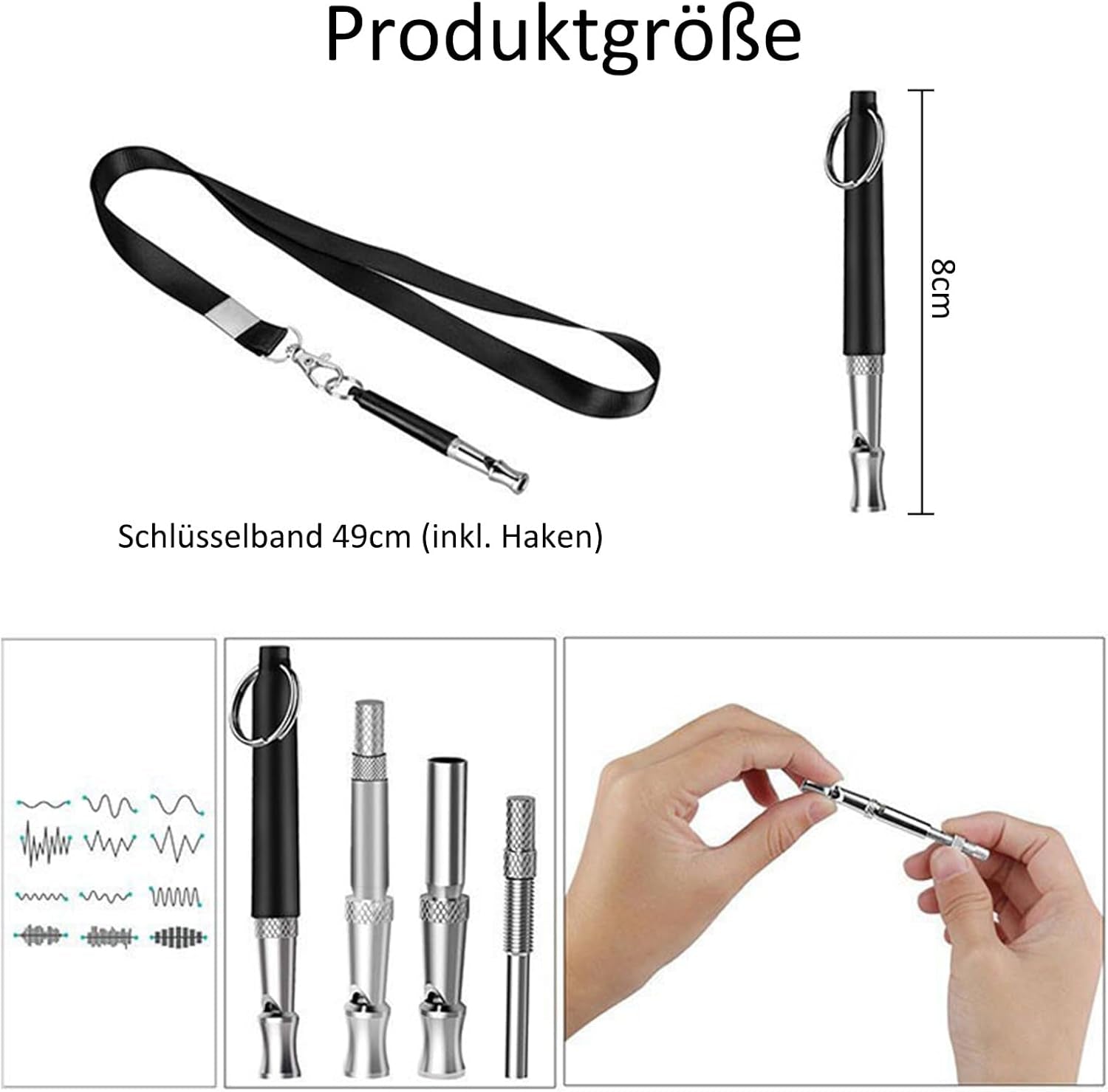 Sifflet À Ultrasons Pour Chien - Haute Fréquence - Silencieux - Fréquence Réglable - Convient À La Plupart Des Races - Noir