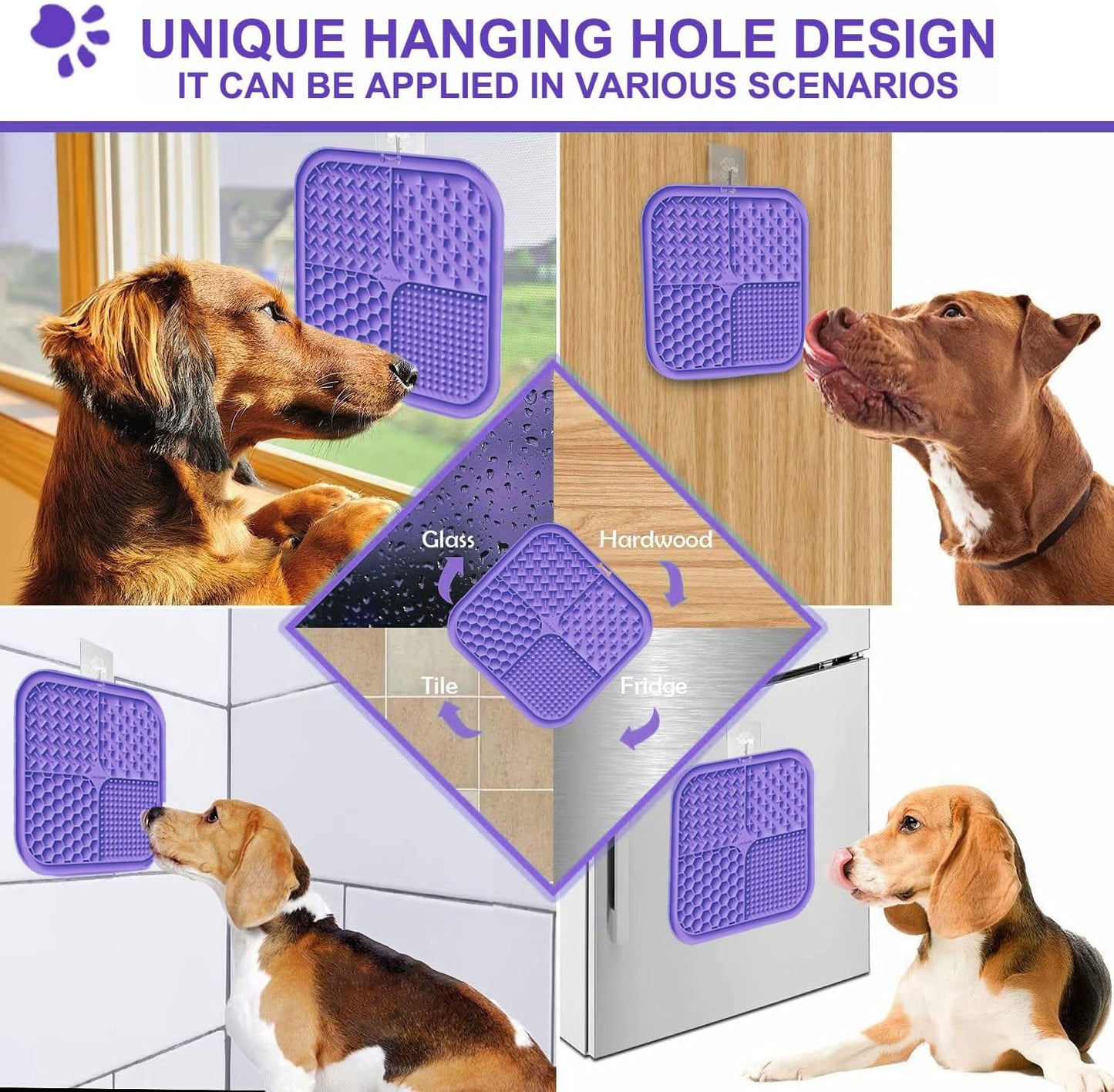 Lesipee Lot De 2 Tapis À Lécher Pour Chiens Et Chats - Jouet Apaisant Pour Soulager L'Anxiété - Pour Le Beurre, Le Yaourt, Les Cacahuètes, Le Bain, Le Toilettage - Cyan Et Violet