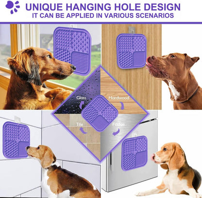Lesipee Lot De 2 Tapis À Lécher Pour Chiens Et Chats - Jouet Apaisant Pour Soulager L'Anxiété - Pour Le Beurre, Le Yaourt, Les Cacahuètes, Le Bain, Le Toilettage - Cyan Et Violet