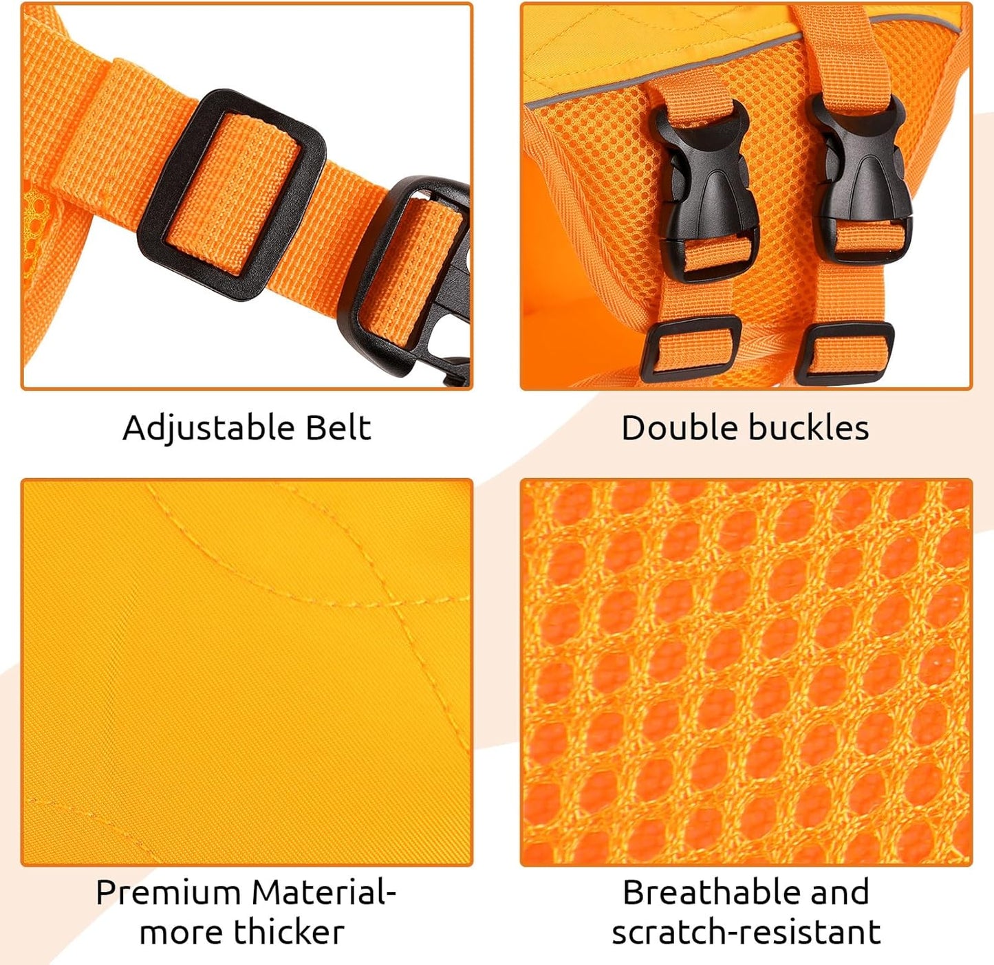 Gilet De Sauvetage Pour Chien, Flottabilité Intense, Haute Visibilité, Poignée De Sauvetage, Réglable, Orange, Small