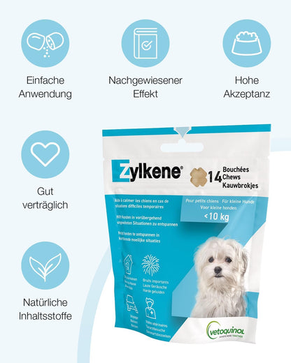 Vetoquinol Zylkene Chews 75 Mg | Lot De 2 Paquets De 14 Boulettes | Complément Alimentaire Pour Chiens Et Chats | plus De Bien-Être Dans Des Situations Inhabituelles