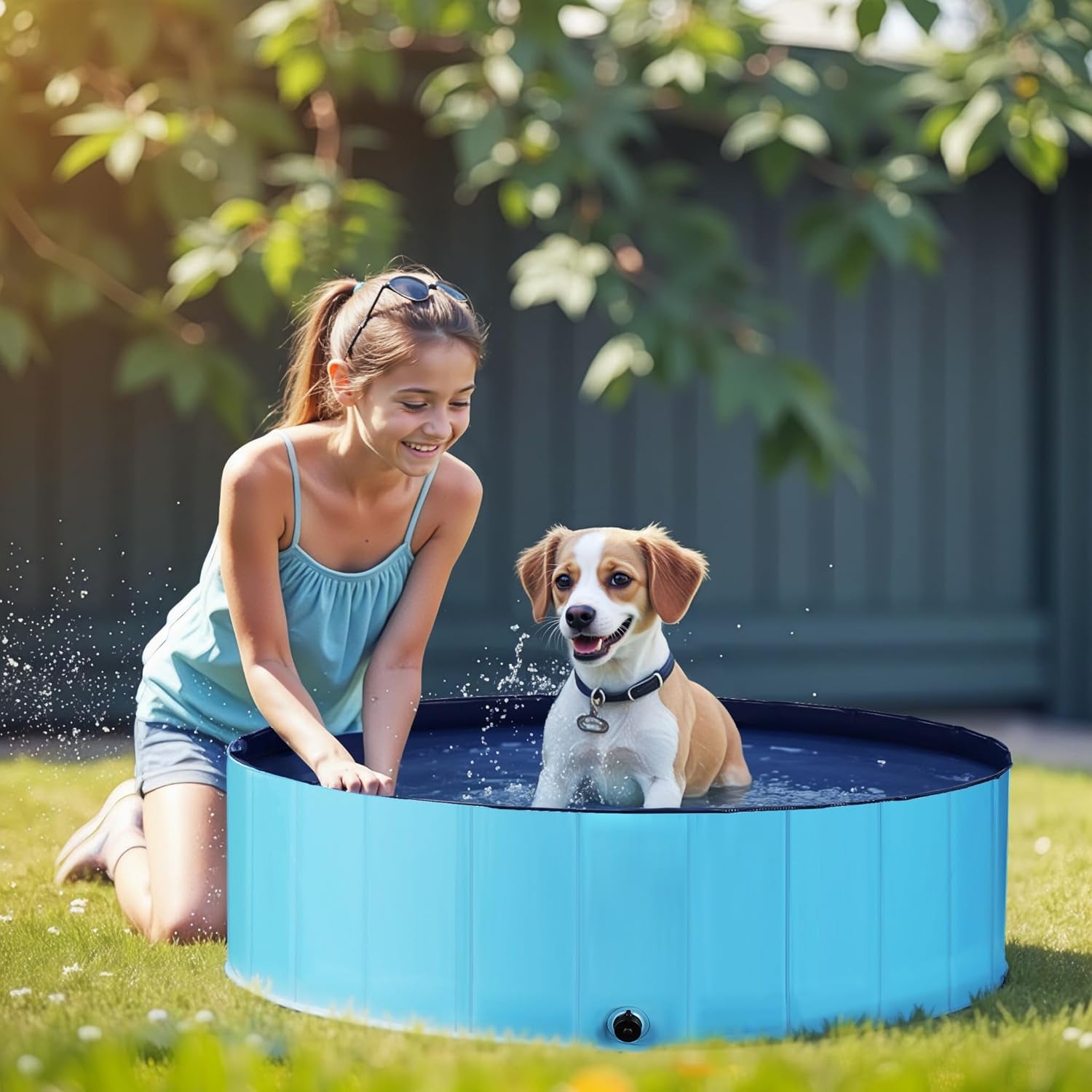 Fudajo Piscine Pour Chien – Ø 100 Cm, Hauteur 30 Cm – Pliable, En PVC – Piscinette Pataugeoire Baignoire Pliable Pour Animaux De Compagnie