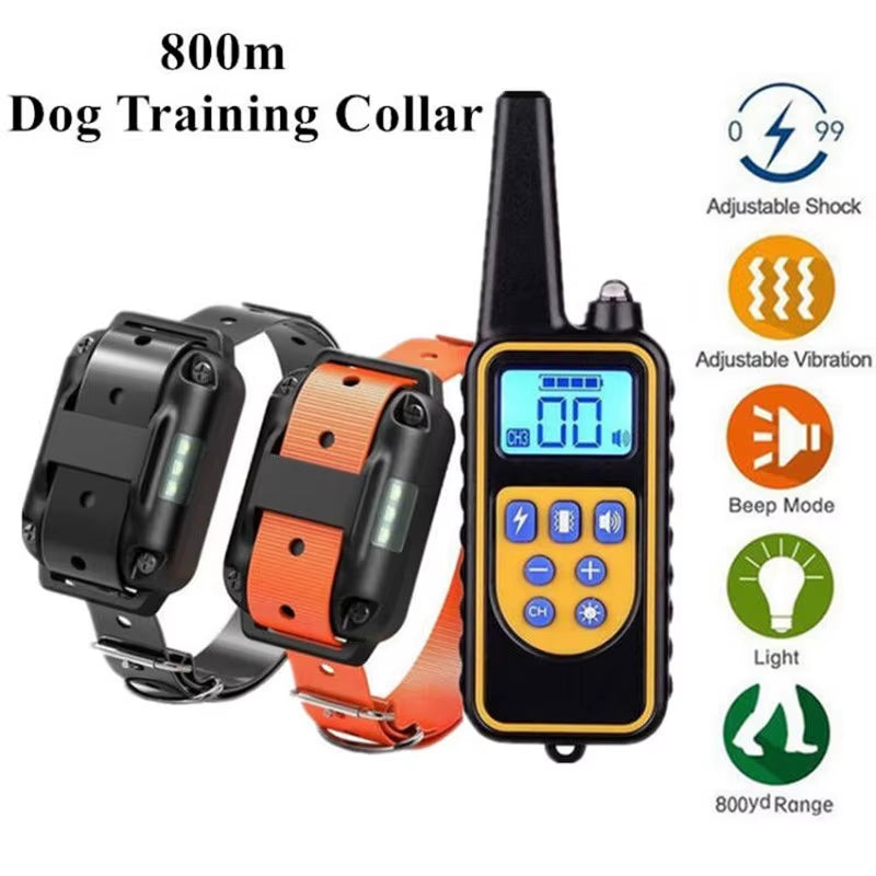800M Electric Dog Training Collar Waterproof Pet Remote Control Rechargeable Training Dog Collar with Shock Vibration Sound
