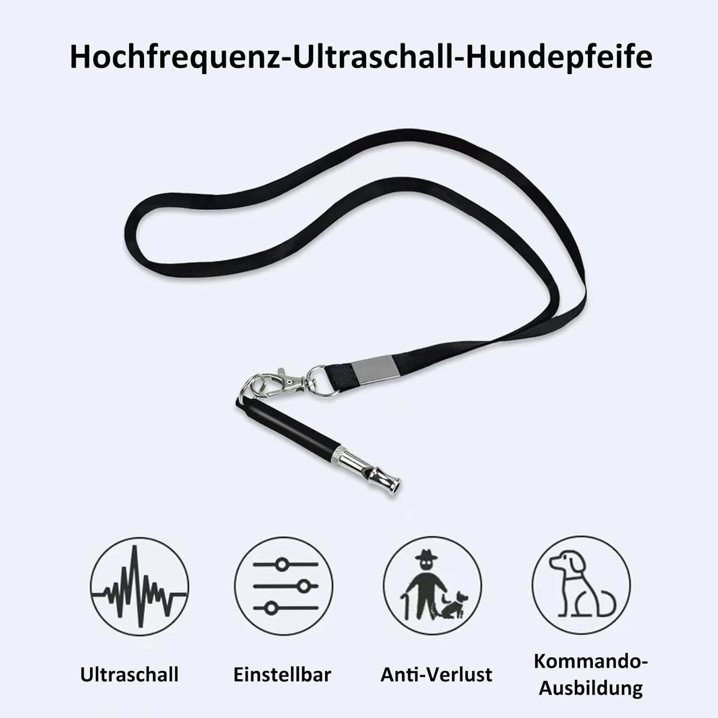 Sifflet À Ultrasons Pour Chien - Haute Fréquence - Silencieux - Fréquence Réglable - Convient À La Plupart Des Races - Noir