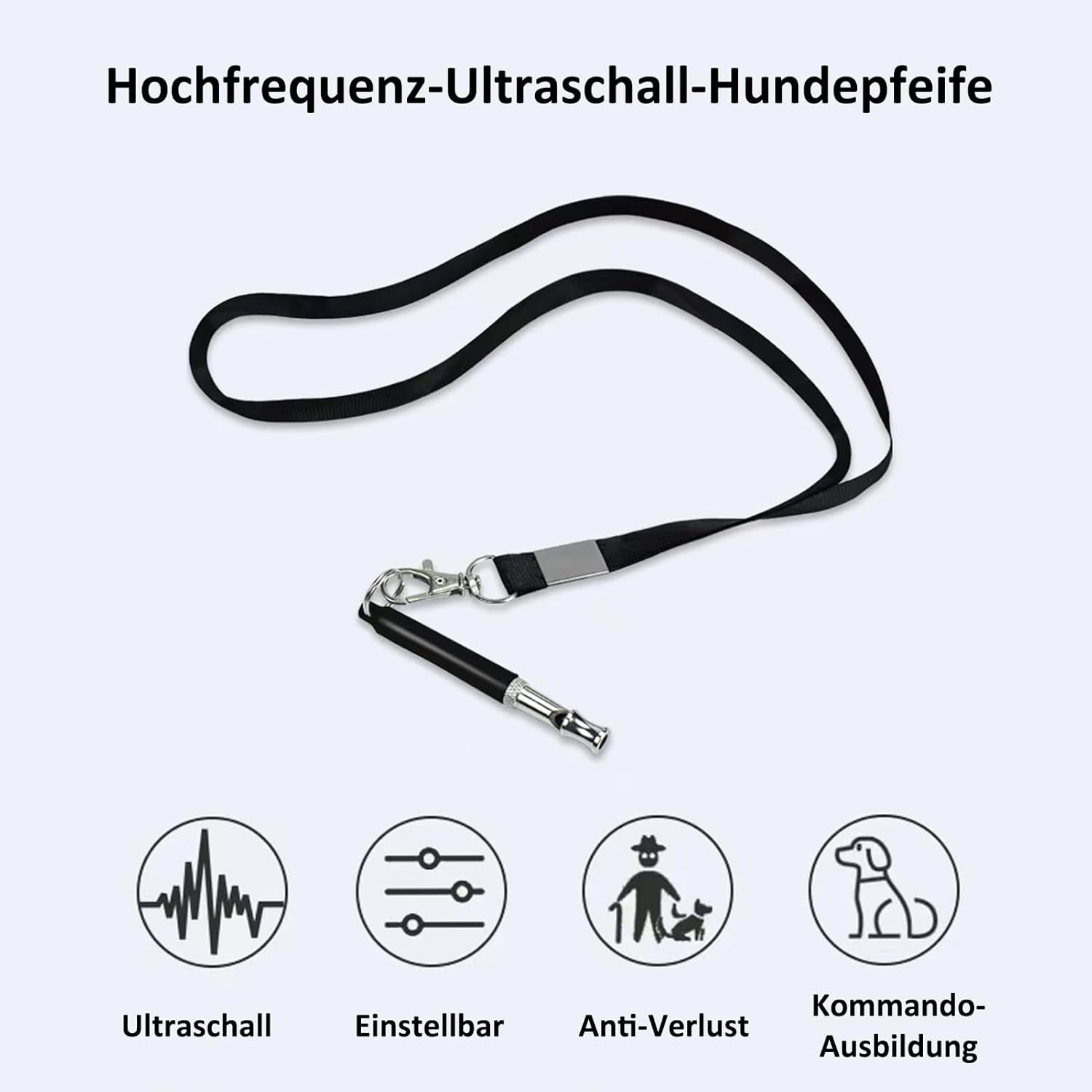 Sifflet À Ultrasons Pour Chien - Haute Fréquence - Silencieux - Fréquence Réglable - Convient À La Plupart Des Races - Noir