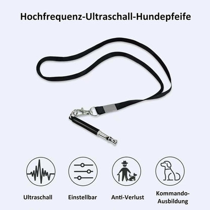 Sifflet À Ultrasons Pour Chien - Haute Fréquence - Silencieux - Fréquence Réglable - Convient À La Plupart Des Races - Noir