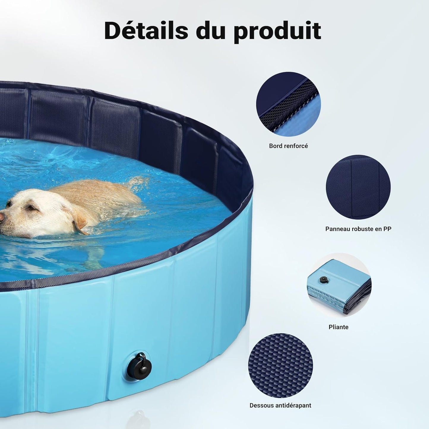 Fudajo Piscine Pour Chien – Ø 100 Cm, Hauteur 30 Cm – Pliable, En PVC – Piscinette Pataugeoire Baignoire Pliable Pour Animaux De Compagnie