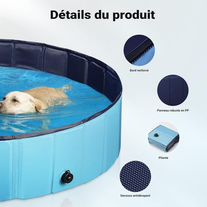 Fudajo Piscine Pour Chien – Ø 100 Cm, Hauteur 30 Cm – Pliable, En PVC – Piscinette Pataugeoire Baignoire Pliable Pour Animaux De Compagnie